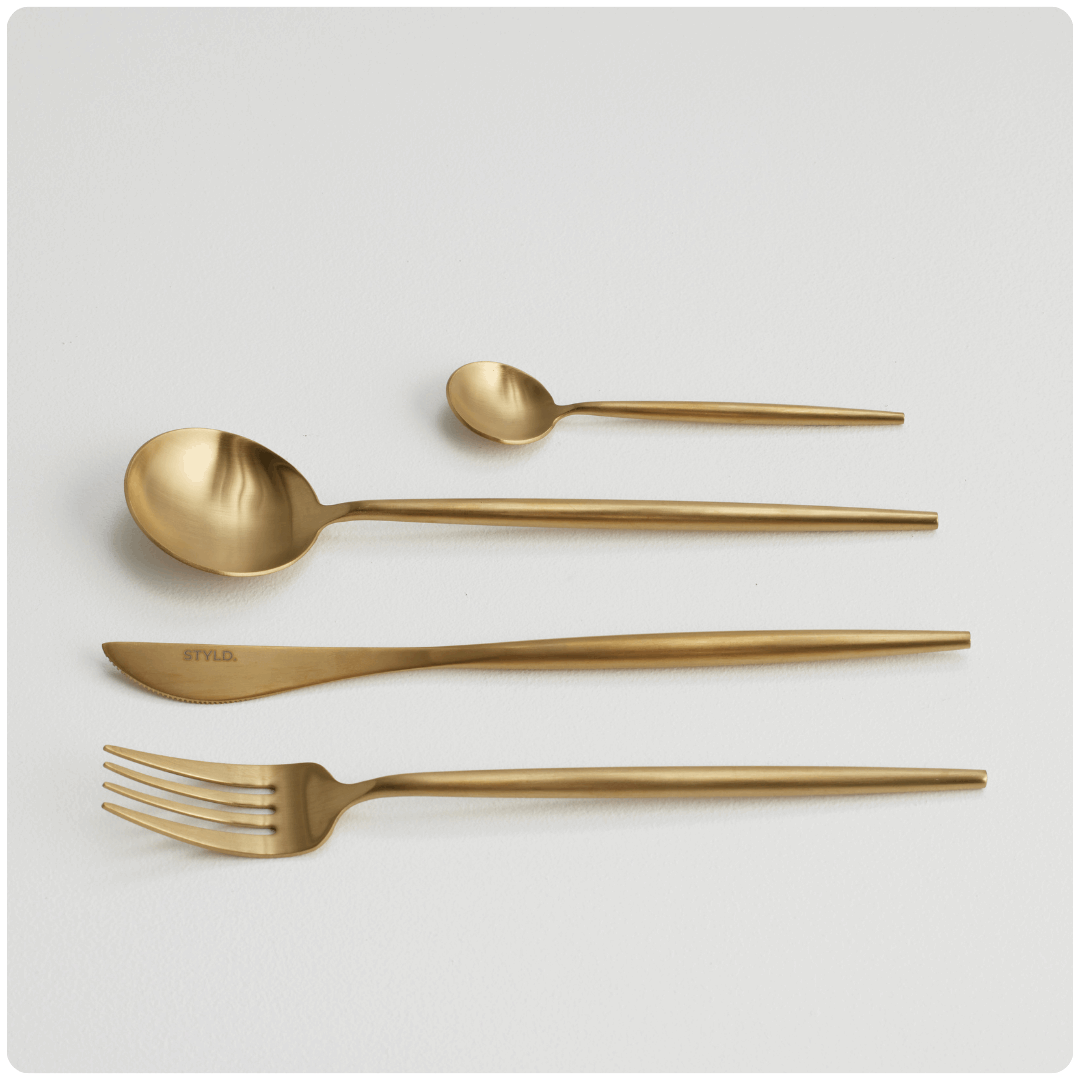 STYLD. Brushed Gold Cutlery Set