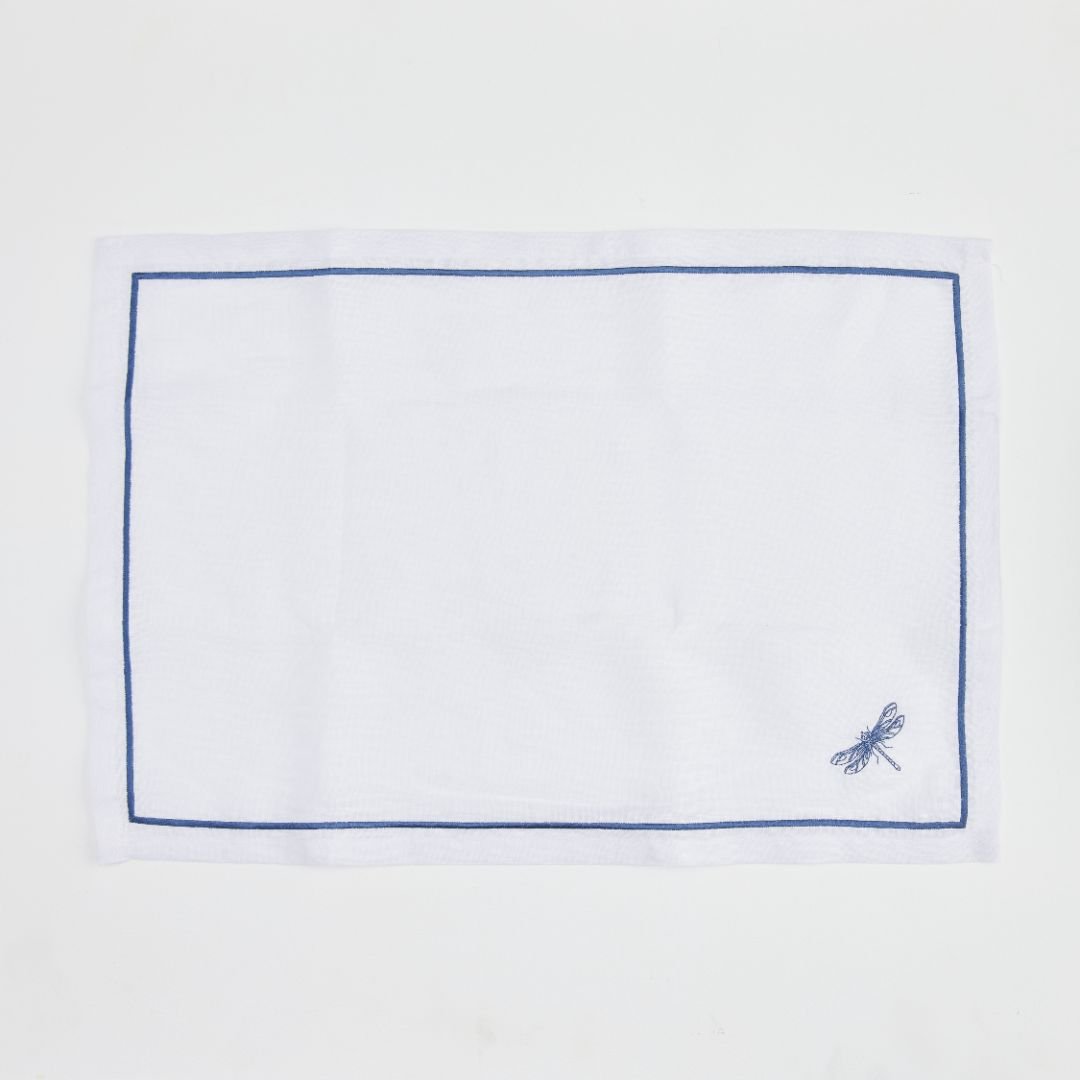 Straight-edge  Placemat and Napkin Set with Acrylic Ring | Set the Table for 4