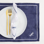 Straight-edge  Placemat and Napkin Set with Acrylic Ring | Set the Table for 4